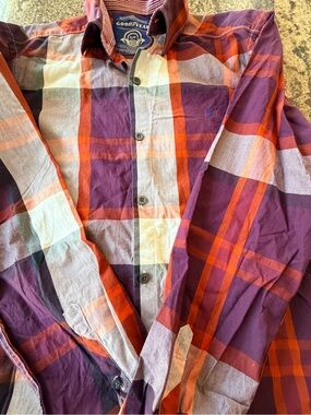 Men's Purple & Orange Plaid Button-Down Shirt